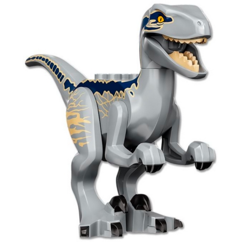 Raptor14 Light Bluish Gray Dinosaur Raptor / Velociraptor with Dark Blue and Tan Markings (Jurassic World Blue)