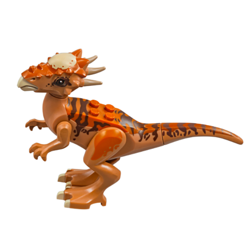 Styg01 Medium Nougat Dinosaur Stygimoloch with Dark Orange Back and Dark Brown  Stripes