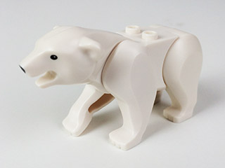 98295c01pb01 White Bear with 2 Studs on Back with Black Eyes and Nose Pattern (Polar Bear)
