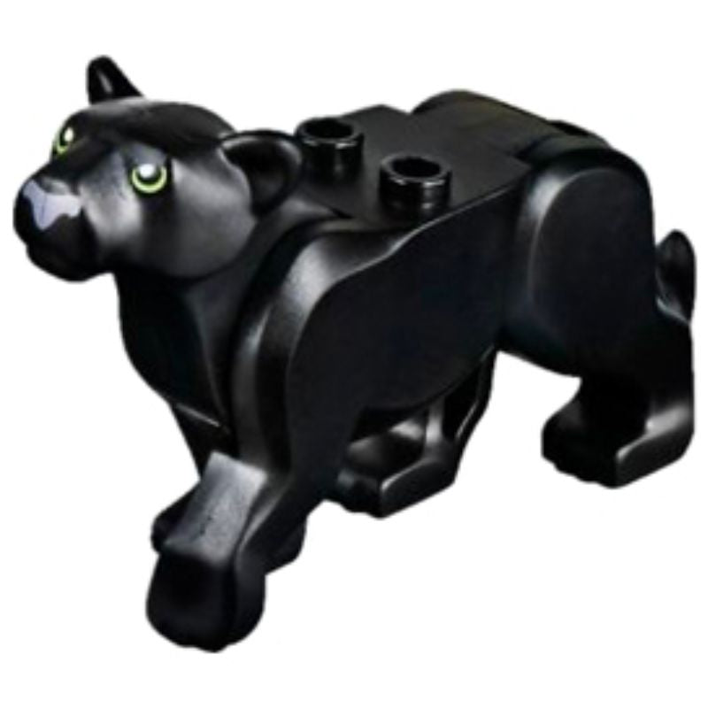 bb0787c01pb01 Black Cat, Large (Panther) with Lime Eyes and Dark Bluish Gray Nose Pattern
