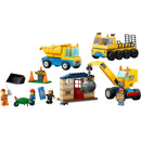 60391 Construction Trucks and Wrecking Ball Crane