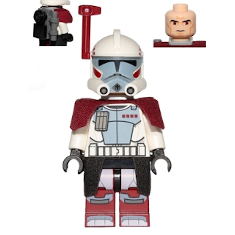SW0377 Clone ARC Trooper Hammer, Rancor Battalion (Phase 1) Dark Red  Cloth Pauldron, Black Cloth Kama, Large Eyes