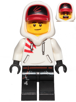 HS009 Jack Davids - White Hoodie with Cap and Hood (Smile/ Scared)