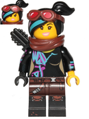 TLM117 Lucy Wyldstyle with Black Quiver, Reddish Brown Scarf and Goggles, Open Mouth Smile / Angry