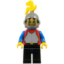 CAS195 Lion Knight, Breastplate - Red with Blue Arms, Black Legs, Dark Gray Grille Helmet, Yellow Plume, Blue Plastic Cape