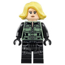 SH494 Black Widow - Black Jumpsuit, Bright Light Yellow Short Hair, Printed Legs