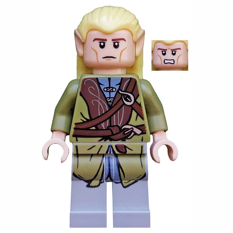 LOR015 Legolas - Olive Green Robe, Long Cheek Lines