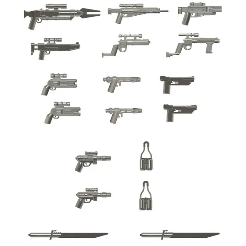 Mando Hunter Metal Grey Weapons Pack - BigKidBrix