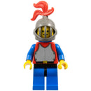 CAS189A Lion Knights Breastplate - Red with Blue Arms, Blue Legs with Black Hips, Dark Gray Grille Helmet, Red Plume, Blue Plastic Cape