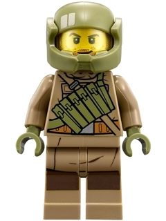 SW0892: Resistance Trooper - Dark Tan Hoodie Jacket, Ammo Pouch, Stubble, Helmet with Chin Guard
