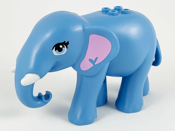 67419pb01 Medium Blue Elephant, Friends with Bright Pink Ears, White Tusks and Bright Light Blue Eyes Pattern