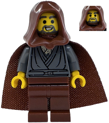 SW1379 Jedi Bob - Dark Bluish Gray Tunic, Reddish Brown Hood and Cape