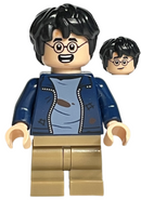 HP364 Harry Potter - Dark Blue Open Jacket with Tears and Blood Stains, Dark Tan Medium Legs, Smile / Open Mouth with Teeth