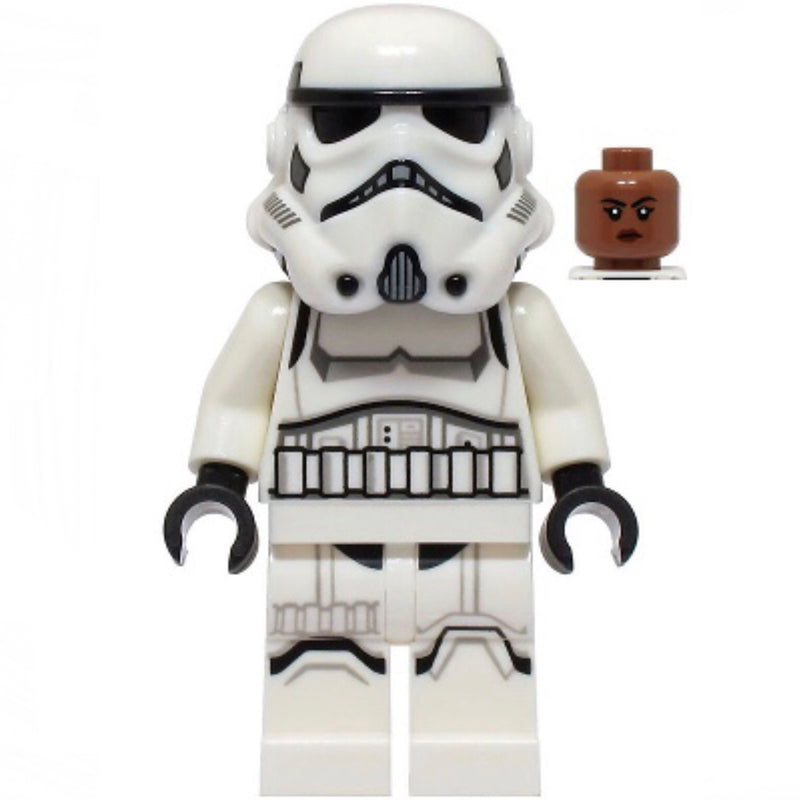 SW1326 Imperial Stormtrooper - Female, Dual Molded Helmet with Light Bluish Gray Panels on Back, Shoulder Belts, Medium Brown Head