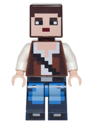 min036 Minecraft Skin 3 - Pixelated, Reddish Brown Vest with Strap and Blue Jeans