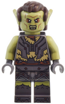 LOR137: Orc - Olive Green Head, Pearl Dark Gray Armor over Dark Tan Fur, Dark Brown Hair