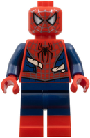 sh1057 Spider-Man - Dark Blue Arms and Legs, Red Boots, Silver Webbing, Light Nougat Costume Tears