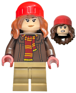 HP460 Hermione Granger - Reddish Brown Jacket with Dark Red Scarf, Dark Tan Medium Legs, Reddish Brown Hair with Red Beanie