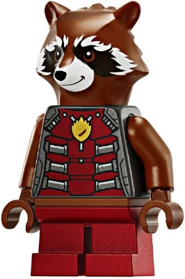 SH0936: Rocket Raccoon - Dark Red and Pearl Dark Gray Outfit, Reddish Brown Head