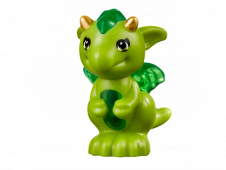 26090pb04 Dragon, Elves, Baby with Molded Trans-Green Stomach, Spines, and Wings and Printed Gold Horns Pattern (Floria)