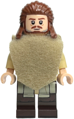 SW1334 Qui-Gon Jinn - Poncho, Reddish Brown and Light Bluish Gray Beard