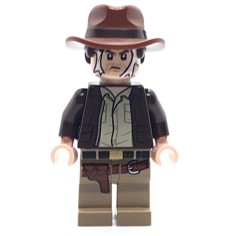 IAJ056 Indiana Jones - Dark Brown Jacket, Reddish Brown Dual Molded Hat with Hair, Spider Web on Face