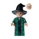 HP473 Professor Minerva McGonagall - Dark Green Robe over Black Dress, Hat with Hair, Printed Arms