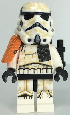 SW1132 Sandtrooper Squad Leader/Captain - Orange Pauldron, Ammo Pouch, Dirt Stains, Survival Backpack, Frown (Dual Molded Helmet)