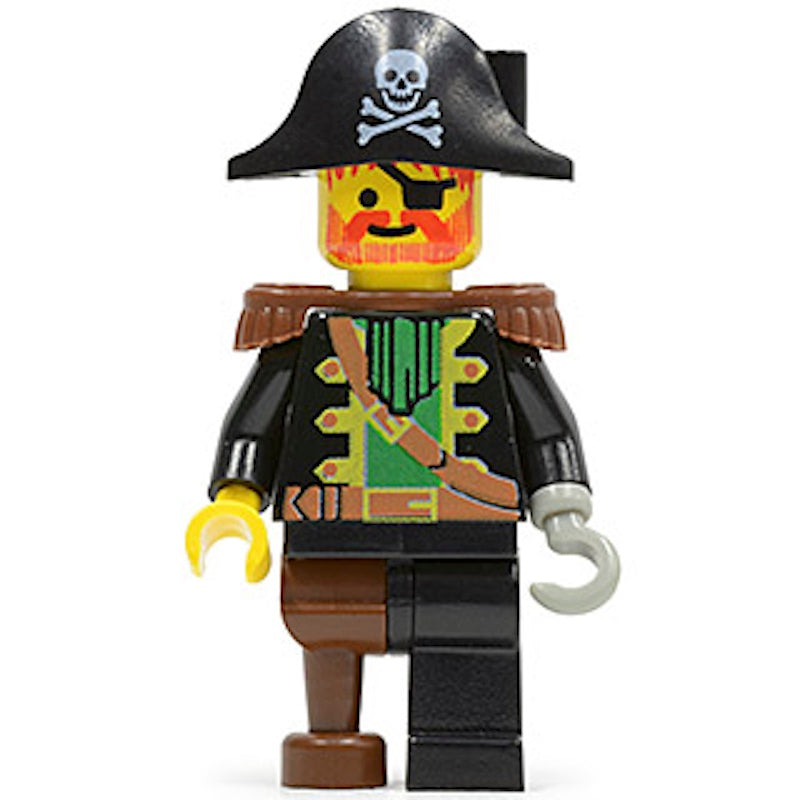 PI055 Captain Red Beard - Brown Epaulettes, Pirate Hat with Skull and Crossbones