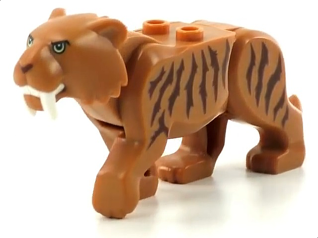 bb0787c03pb01 Cat, Large (Saber-Toothed Tiger) with Light Yellow Eyes, Long Teeth and Reddish Brown Stripes Pattern