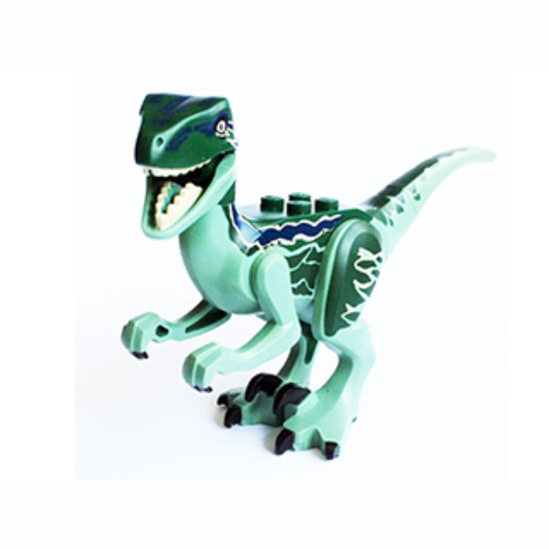 Raptor07 Sand Green Dinosaur Raptor / Velociraptor with Dark Green Back and Dark Blue Markings (Jurassic World Blue)