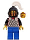 cas067 Scale Mail Red with Black Arms, Blue Legs, Black Grille Helmet, White Plume
