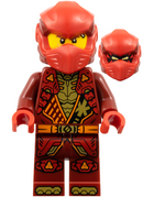 NJO0930: Kai - Dragons Rising, Tunic with Shoulder Armor, Dark Red and Red Head Wrap