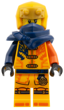njo1031 Arin - Shirt with Dark Blue and Reddish Orange Dragons, Hood with Horns