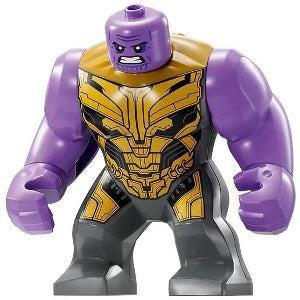 SH896 Thanos - Large Figure, Medium Lavender Arms Plain, Dark Bluish Gray Outfit with Gold Armor, Angry