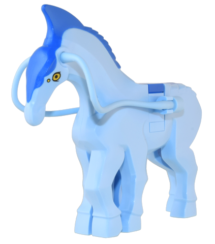 1587pb01c01 Bright Light Blue Direhorse with Blue Crest, Mane, and Tail, and Yellow Eyes Pattern