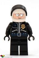 spd003 Police - Highway Patrolman, Black Shirt with Badge and Radio, Black Legs, White Helmet