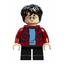HP143 Harry Potter, Dark Red Plaid Flannel Shirt, Dark Bluish Gray Short Legs