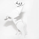 10352c01pb04 White Horse, Movable Legs with Black Eyes, White Pupils and Black Bridle Pattern