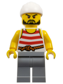 PI160 Pirate 2 - Red and White Stripes, Light Bluish Gray Legs, Beard
