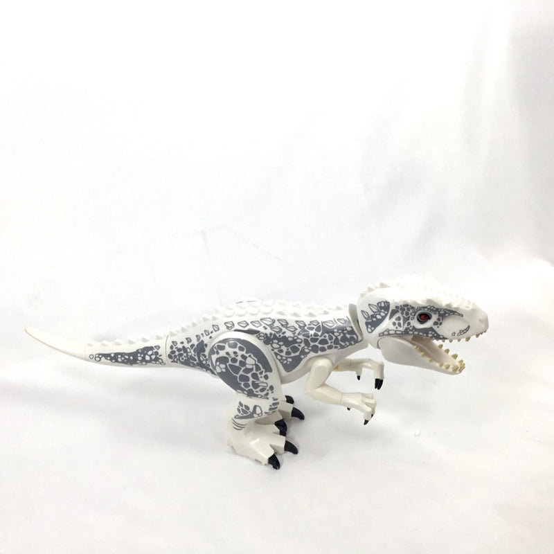 IndoRex01 White Dinosaur Indominus Rex with Dark Bluish Gray Spots