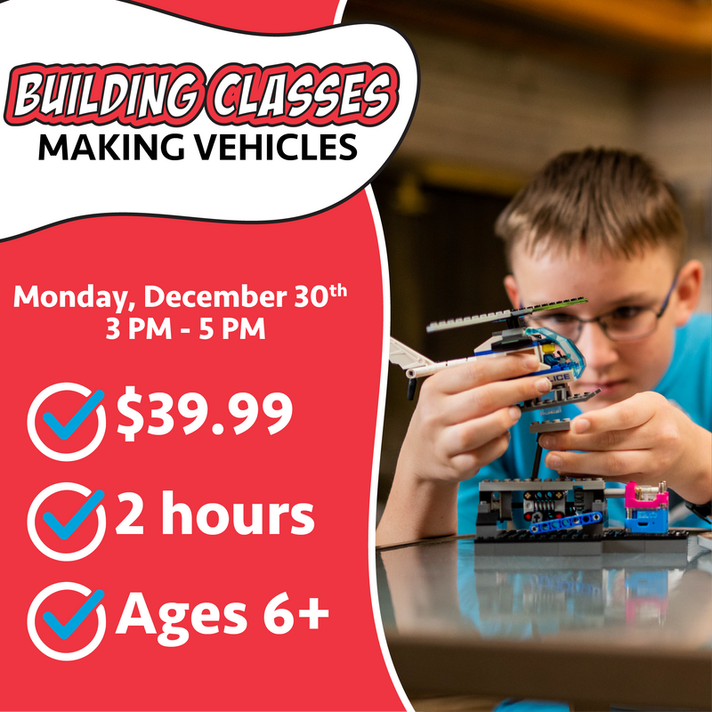 Beginner Building Camp: Winter 2024 - Making Vehicles December 30th 3:00 pm - 5:00 pm, Bountiful)