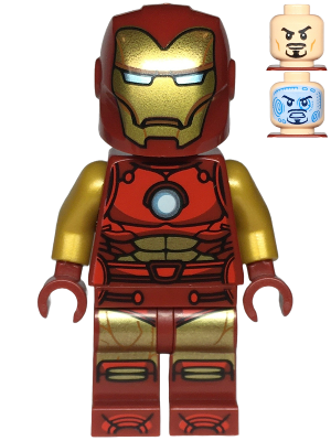 SH0910: Iron Man - Dark Red and Gold Armor, Round Arc Reactor, Pearl Gold Arms, One Piece Helmet