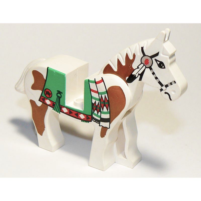 4493c01px3 White Horse with Green Blanket, Left Side Red Hand Pattern