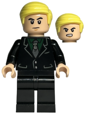 HP385 Draco Malfoy - Black Suit, Slytherin Tie, Neutral / Angry