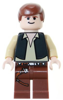 SW0179 Han Solo - Black Vest over Tan Shirt, Reddish Brown Legs with Belts, Black Eyes