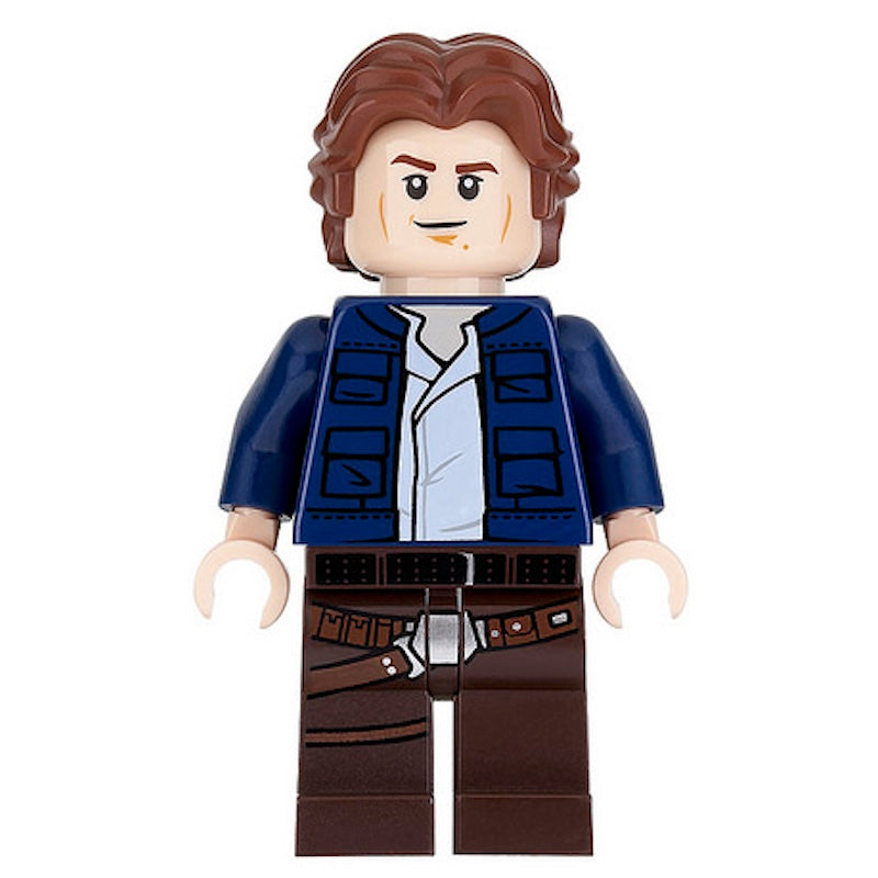 SW0879 Han Solo, Dark Brown Legs with Holster Pattern, Dark Blue Jacket, Wavy Hair