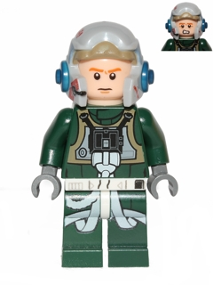 SW0437 Rebel Pilot A-wing (Open Helmet, Dark Green Jumpsuit, Frown / Scared) (Arvel Crynyd)