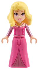 DIS151: Aurora - Dark Pink Dress, Metallic Pink Sleeves, Gold Necklace, Bright Light Yellow Hair