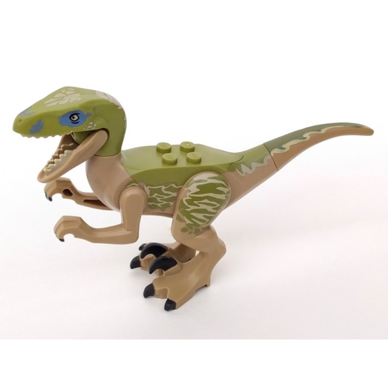Raptor06 Dark Tan Dinosaur Raptor / Velociraptor with Olive Green Back and Tan Markings (Jurassic World Delta)